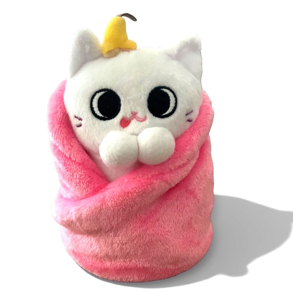 Uncute Purritos Plush Cat Wrapped in‎ Pink Blanket